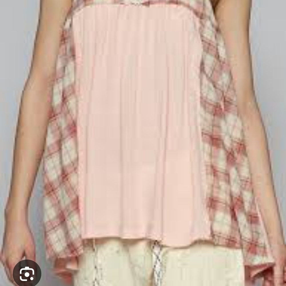 POL Pink and Cream Plaid Blouse